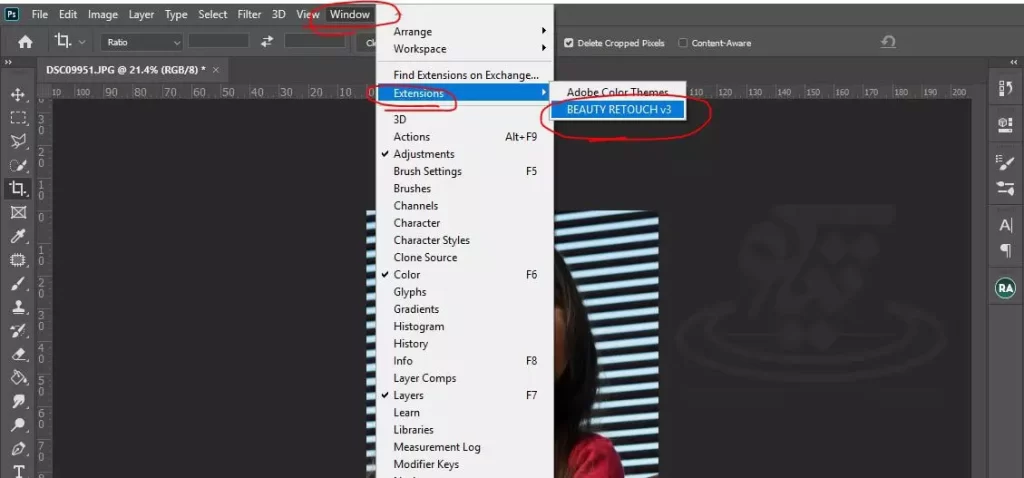 باز کردن پلاگین Beauty Retouch در فتوشاپ