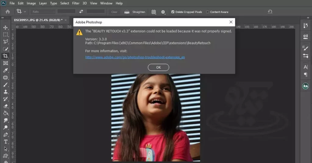 خطای The archive is either in unknown format or damaged نصب پلاگین Beauty Retouch فتوشاپ